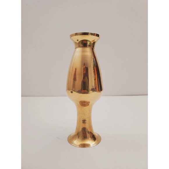 small Vintage Brass Vase - Boho / Eclectic Decor - Decorative Centerpiece Vase - Picture 6 of 9